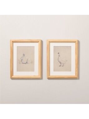 8"x10" Bunny and Duck Sketch Framed Wall Art (Set of 2) - Hearth & Hand Magnolia